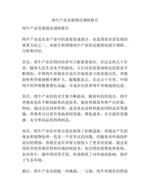 肉牛产业发展情况调研报告