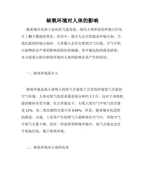 缺氧环境对人体的影响