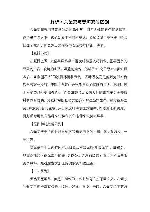 解析：六堡茶与普洱茶的区别