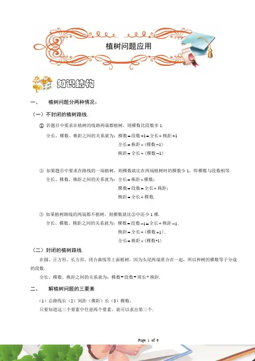 三年级奥数.应用题.植树问题应用