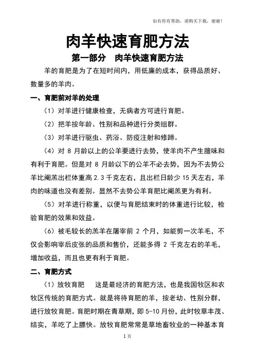肉羊快速育肥方法