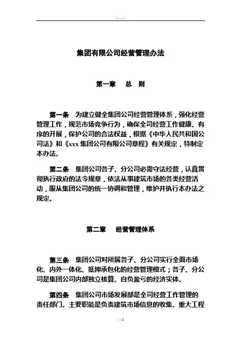 集团有限公司经营管理办法