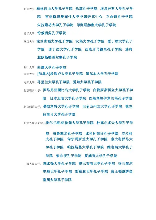 孔子学院名录