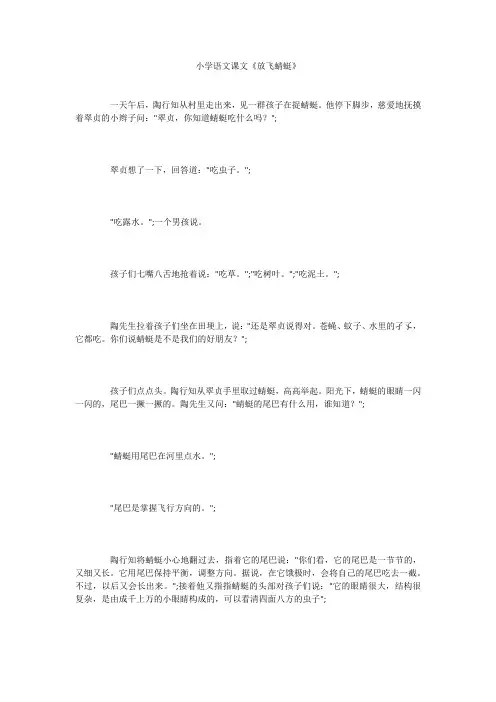 小学语文课文《放飞蜻蜓》