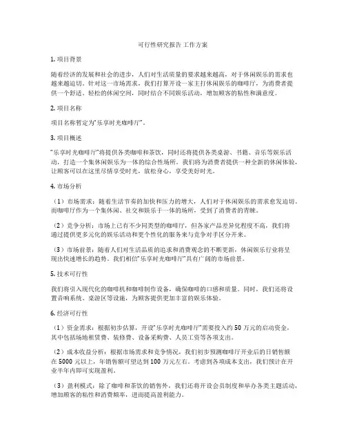 可行性研究报告 工作方案