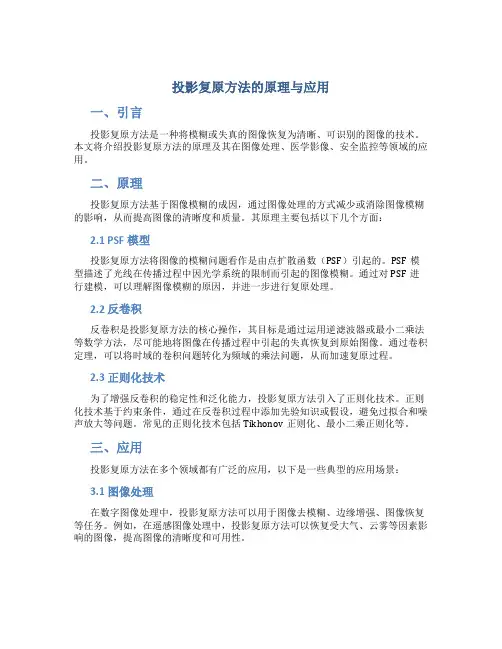 投影复原方法的原理与应用