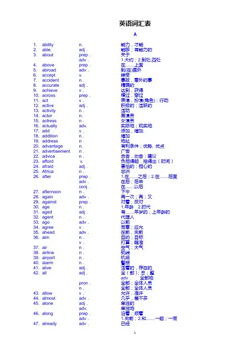 2011英语词汇表