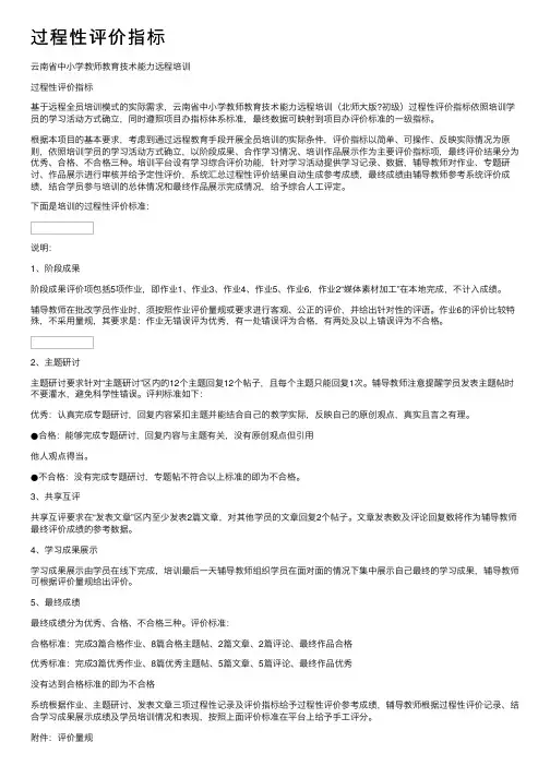 过程性评价指标