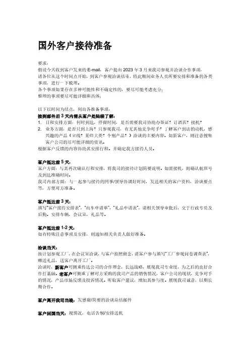 国外客户接待准备