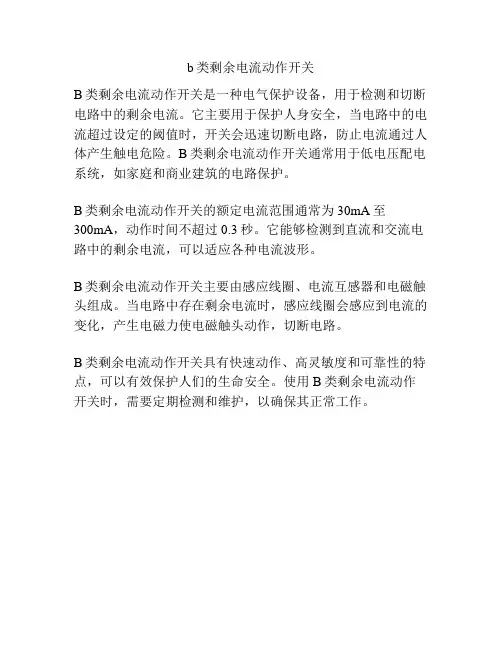 b类剩余电流动作开关