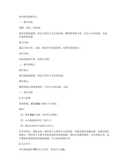 初中政治教案导入
