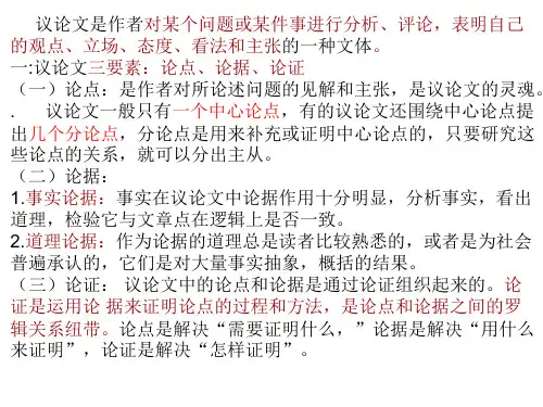 议论文段的基本模式
