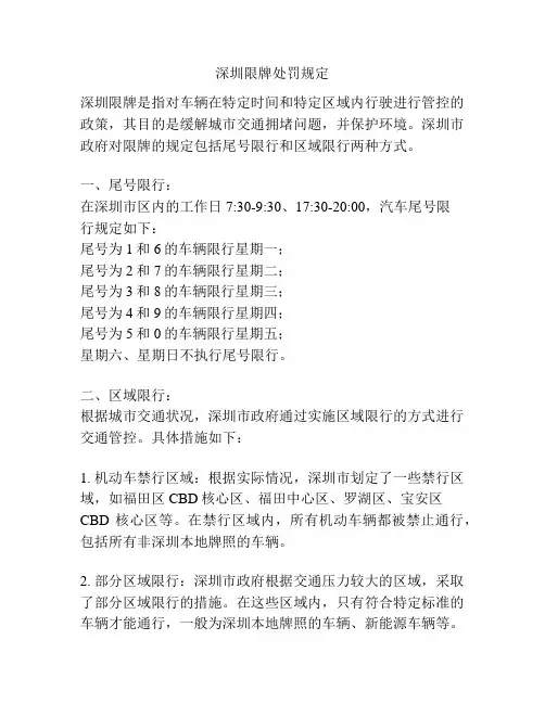 深圳限牌处罚规定