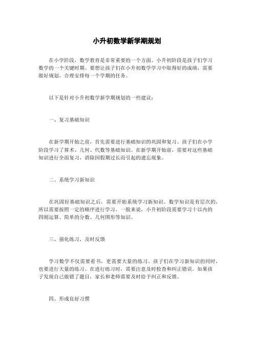 小升初数学新学期规划