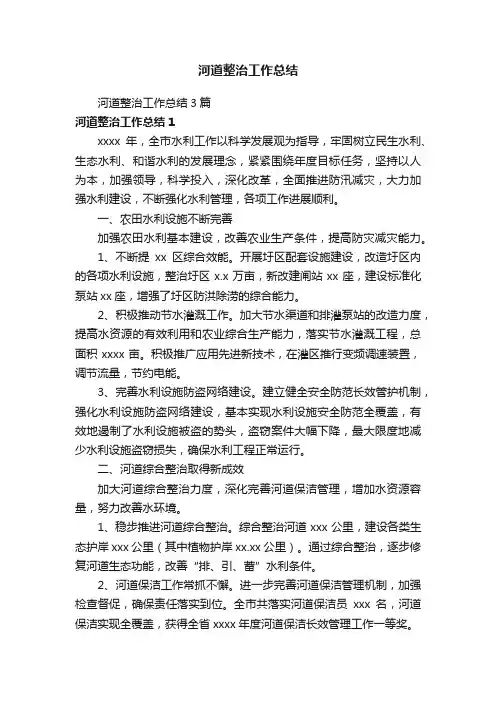 河道整治工作总结3篇