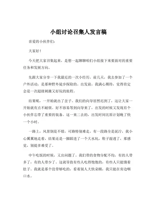 小组讨论召集人发言稿