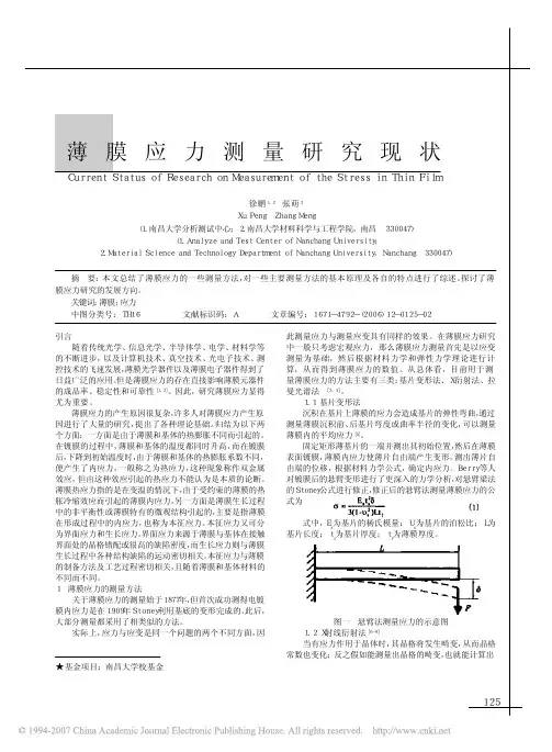 薄膜应力测量研究现状