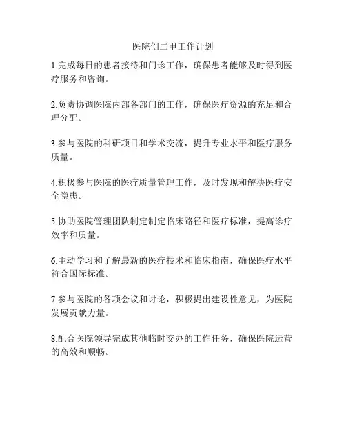 医院创二甲工作计划