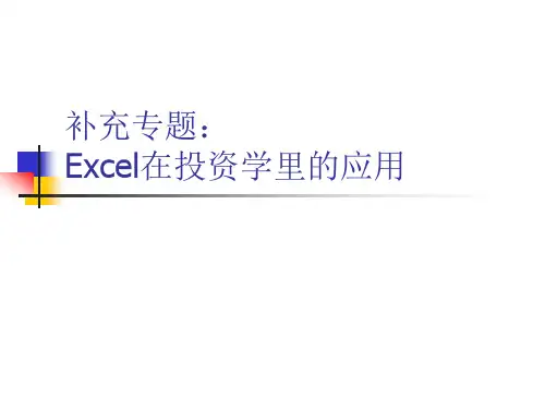 专题：EXCEL在投资学中的应用