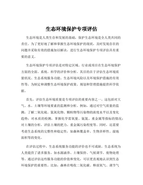 生态环境保护专项评估