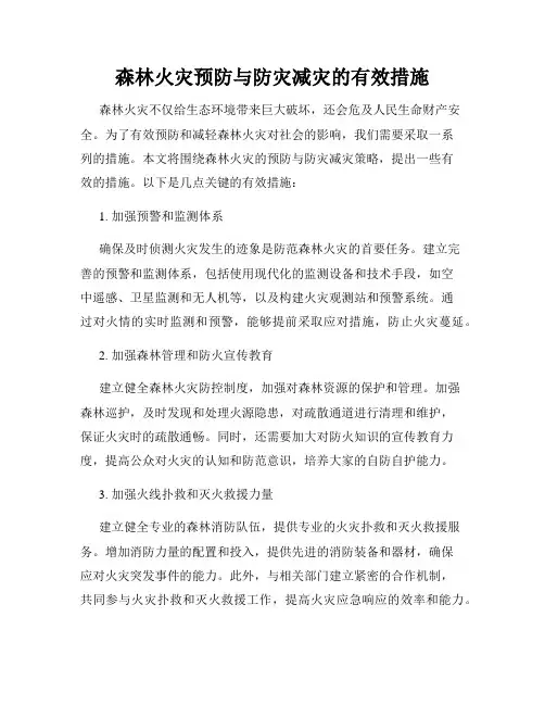 森林火灾预防与防灾减灾的有效措施