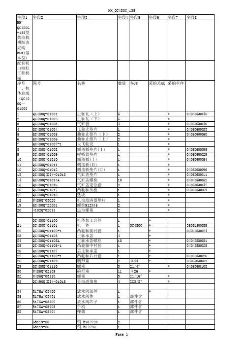 全柴发动机配件图册HH-QC480G-135