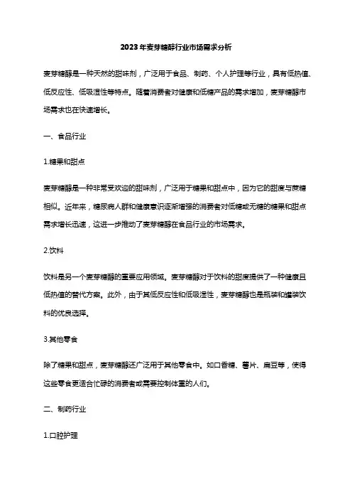 2023年麦芽糖醇行业市场需求分析