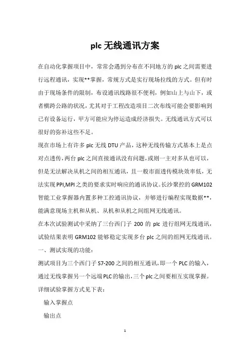 plc无线通讯方案 