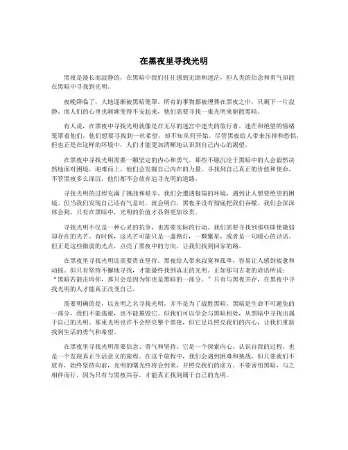 在黑夜里寻找光明