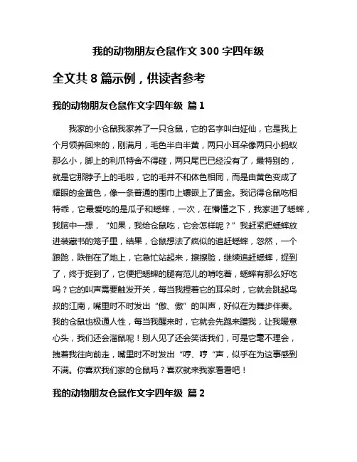 我的动物朋友仓鼠作文300字四年级