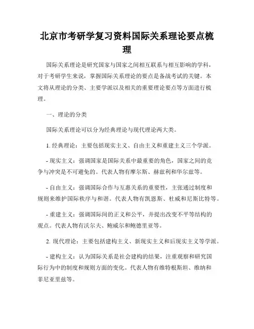 北京市考研学复习资料国际关系理论要点梳理