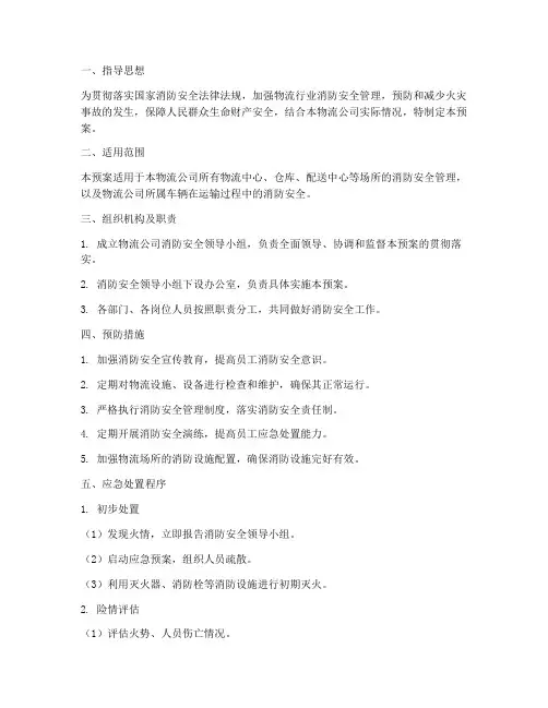 物流消防安全应急预案范文