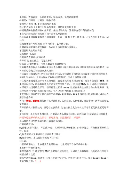 药理学资料——抗生素笔记
