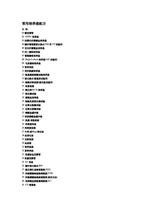 常用培养基配方