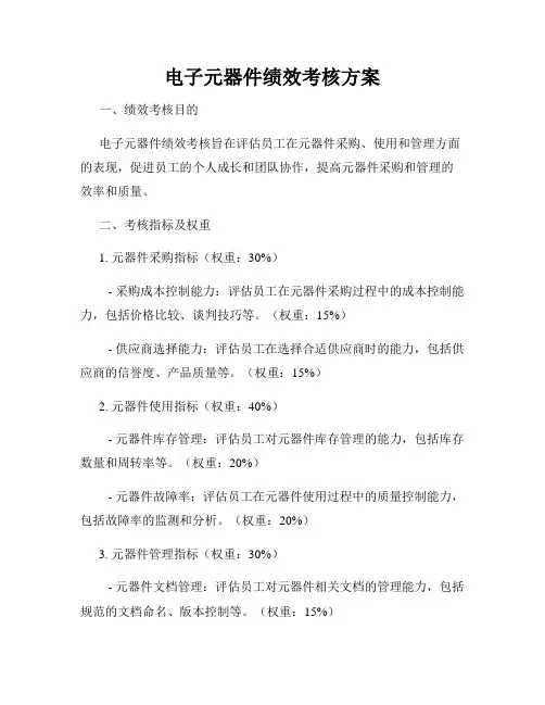 电子元器件绩效考核方案