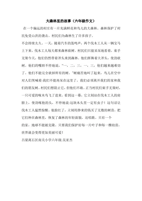 大森林里的故事(六年级作文)
