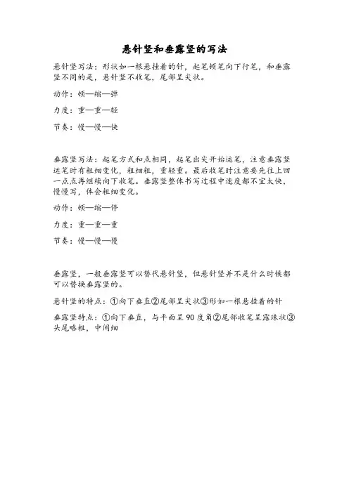 悬针竖和垂露竖的写法