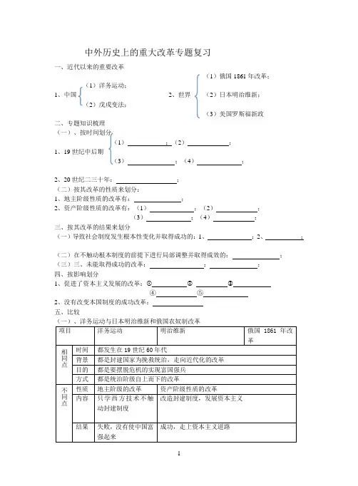 中外历史上的重大改革专题复习(整理)