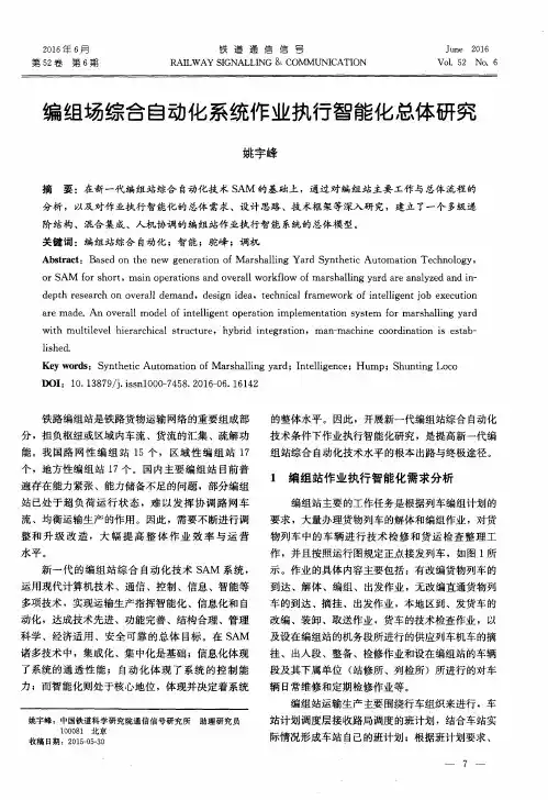 编组场综合自动化系统作业执行智能化总体研究