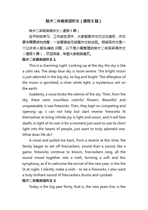 除夕二年级英语作文（通用5篇）