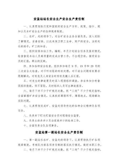 安监处安监站安全生产安全生产责任制