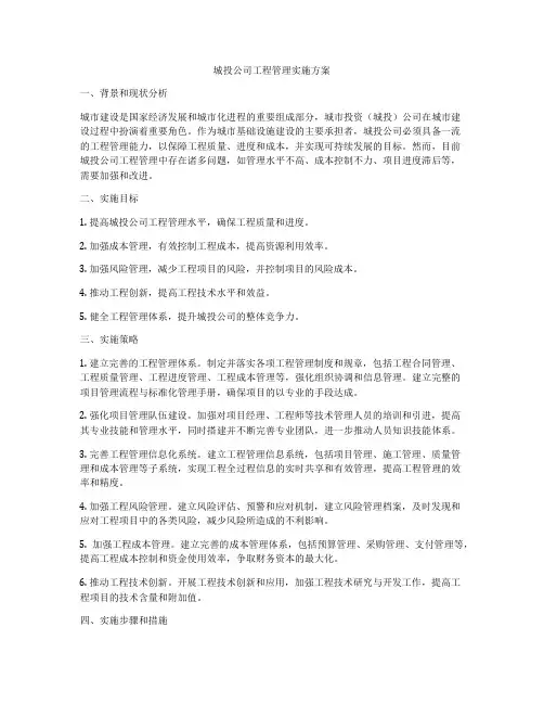 城投公司工程管理实施方案
