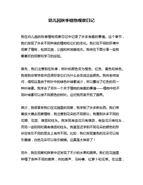 幼儿园秋季植物观察日记
