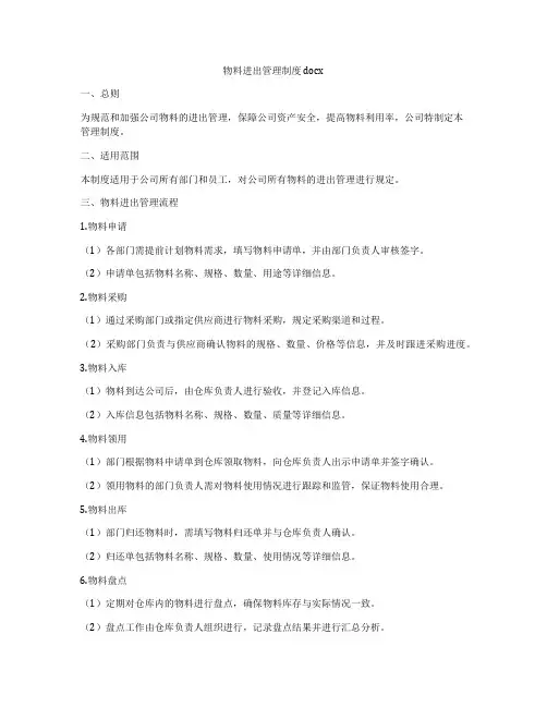 物料进出管理制度docx