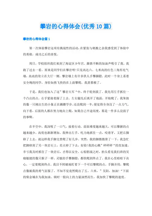 攀岩的心得体会(优秀10篇)