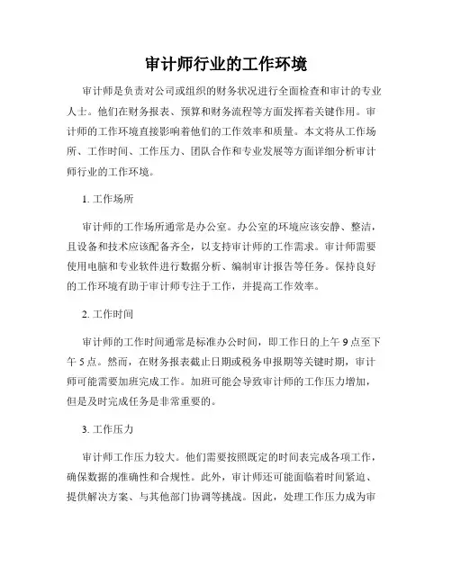 审计师行业的工作环境
