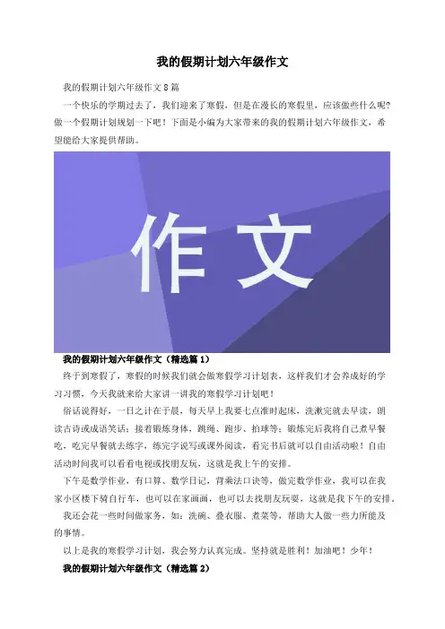 我的假期计划六年级作文