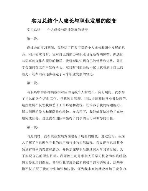 实习总结个人成长与职业发展的蜕变