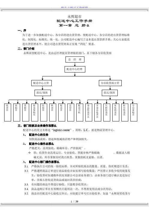 超市配送中心工作手册,配送中心商品入出库管理工作规范