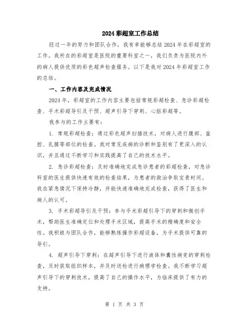 2024彩超室工作总结